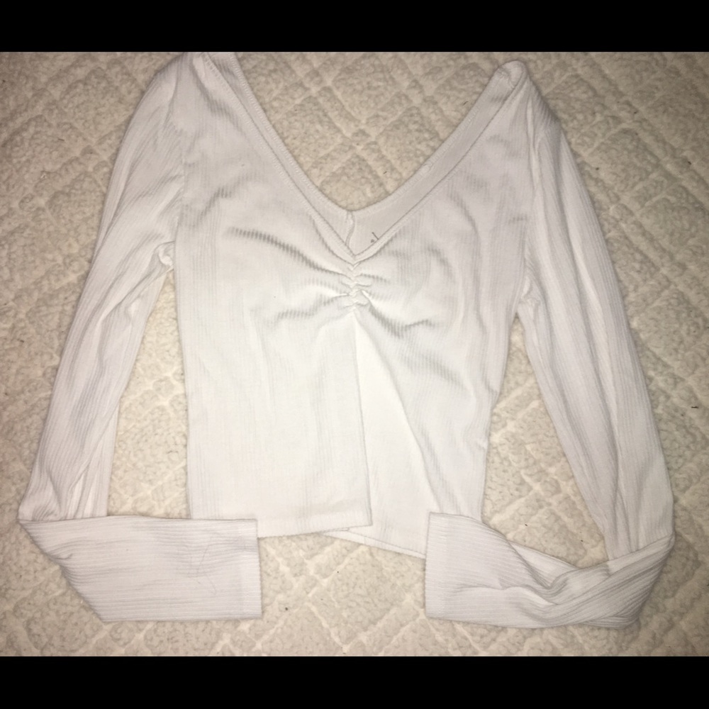 white cropped long sleeve